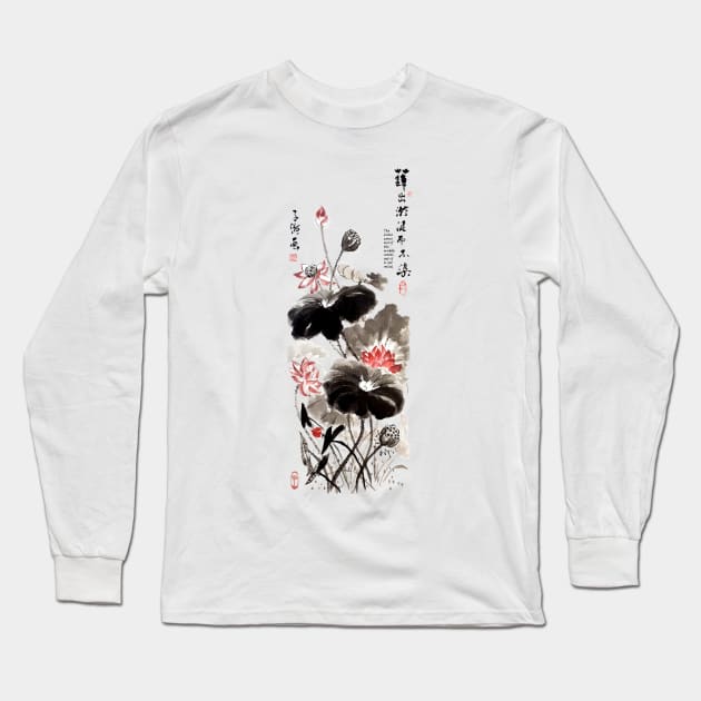 Lotus painting Long Sleeve T-Shirt by Huluhua